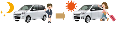 前日夜間に車をお届け!→レンタル費は当日一日分